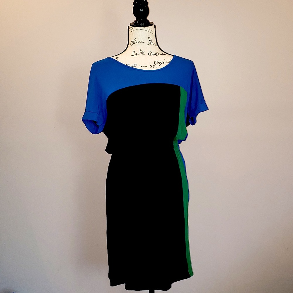 DKNY Color Block MIDI Dress